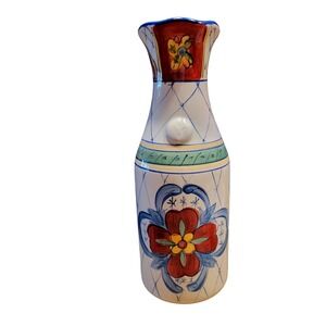 HD Designs Ceramic Carafe Pitcher Vase Floral Blue Red Green White